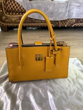 Miu Miu Two-Way Bag Calfskin Yellow